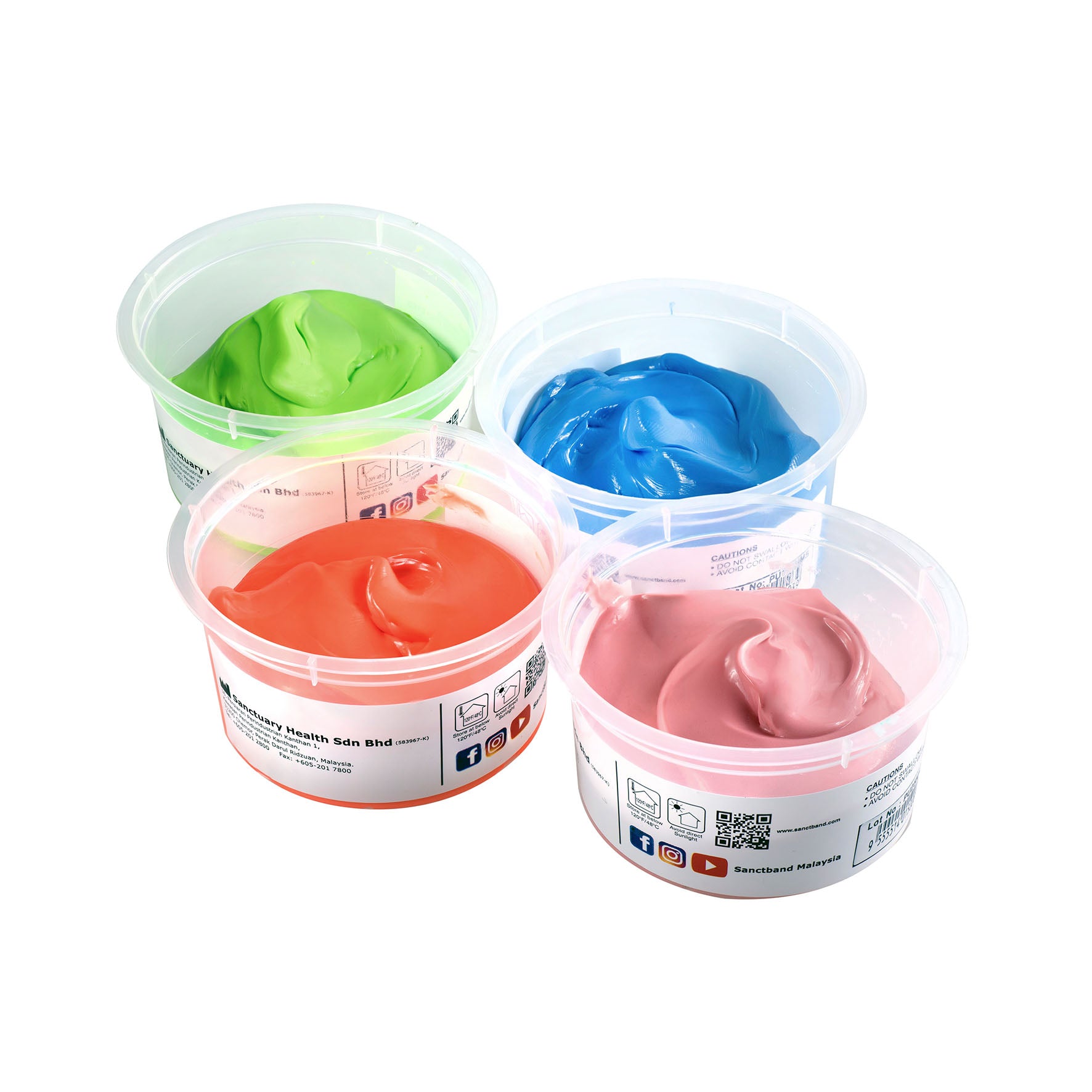 Therapie-Knete von Sanctband, 4-er Set, je 85 g, 4 Stärken