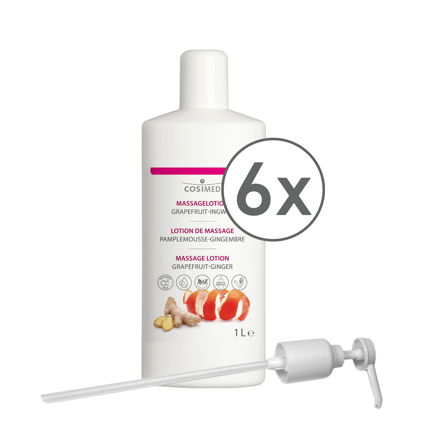 cosiMed Massagelotion Grapefruit-Ingwer 6 x 1 Liter Bundle