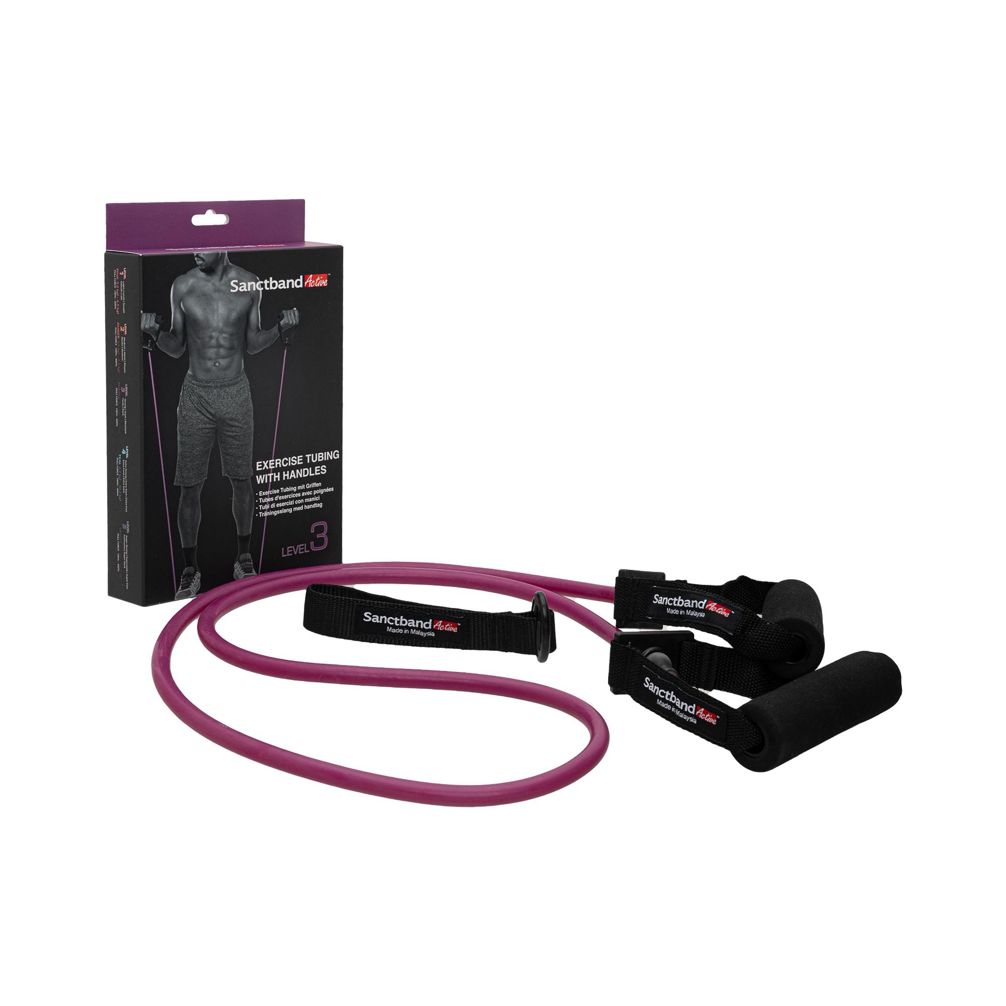 Sanctband Active Fitness Tube mit Griffen 1,5 m | Purpur